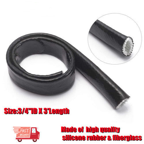Black fireproof braided flame insulation cover, 3/4 inch ID, 10 feet fits 10AN oil fuel line