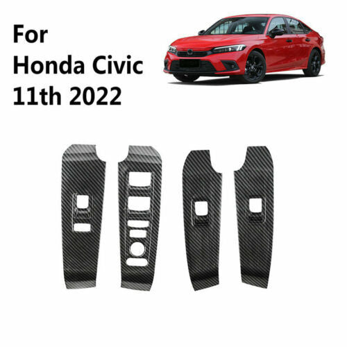 For Car Accessories for Honda for Civic Carbon Fiber Door Window Lift Cover 2022 LHD