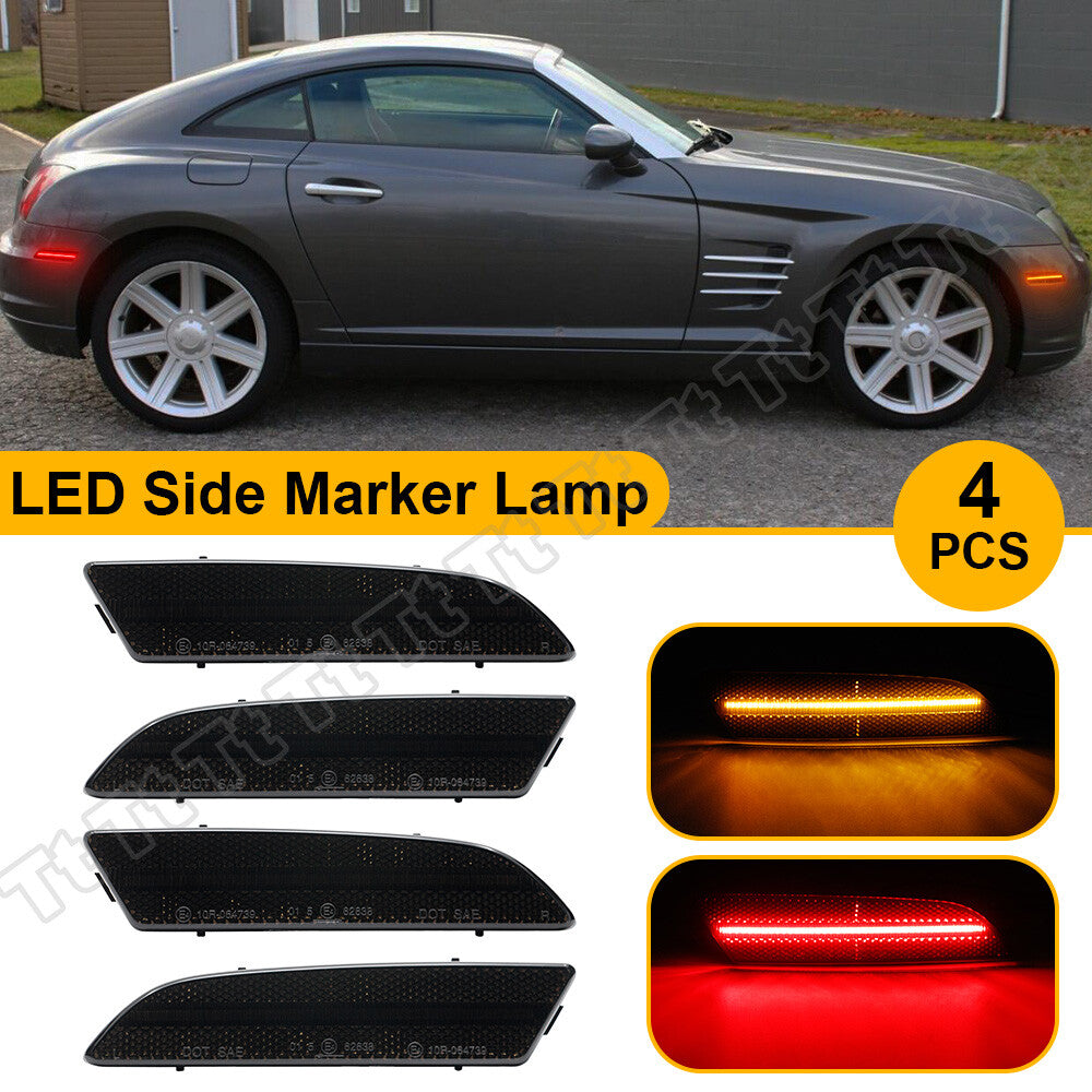 Smoked lens LED front and rear side marker lights for 2004-2008 for Chrysler Crossfire