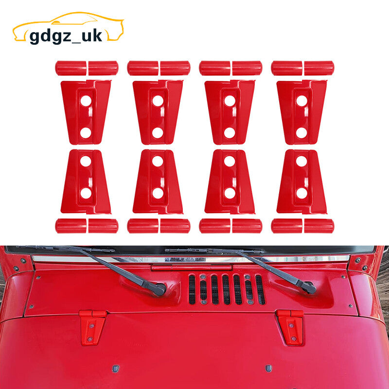 8pcs Car Hood Hinge Door Hinge Cover Trim Red for Jeep for Wrangler JK JKU 2007-2018