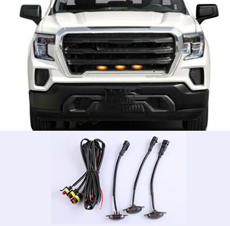 for GMC for Sierra 1500 2016-2021 Front Grille smoke LED Light Style DRL Lamp