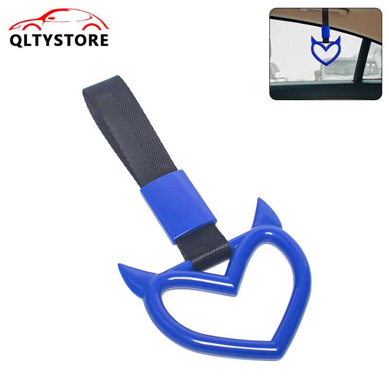 Devil Heart Red JDM Tsurikawa Ring Subway Train Bus Handle Strap Charm Blue