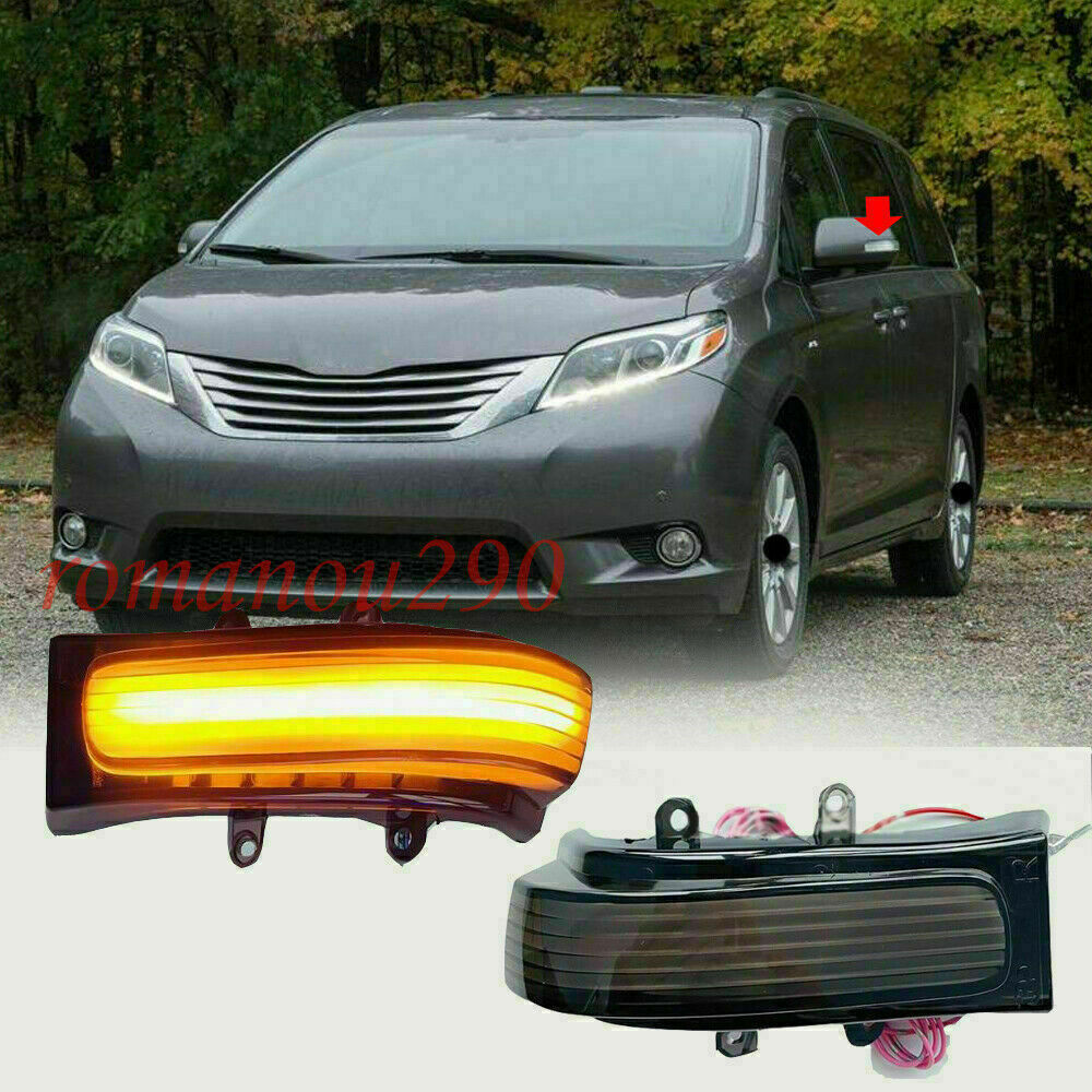for Toyota for Sienna 2011-2020 Smoky Rearview Mirror Led Side Turn Signals Light