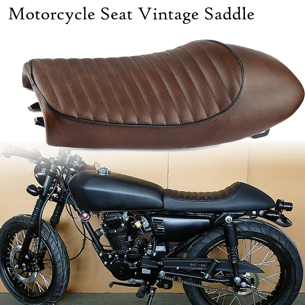 Motorcycle Brat Hump Saddle For CAFE RACER for YAMAHA for HONDA UNIVERSAL Brown PU UK