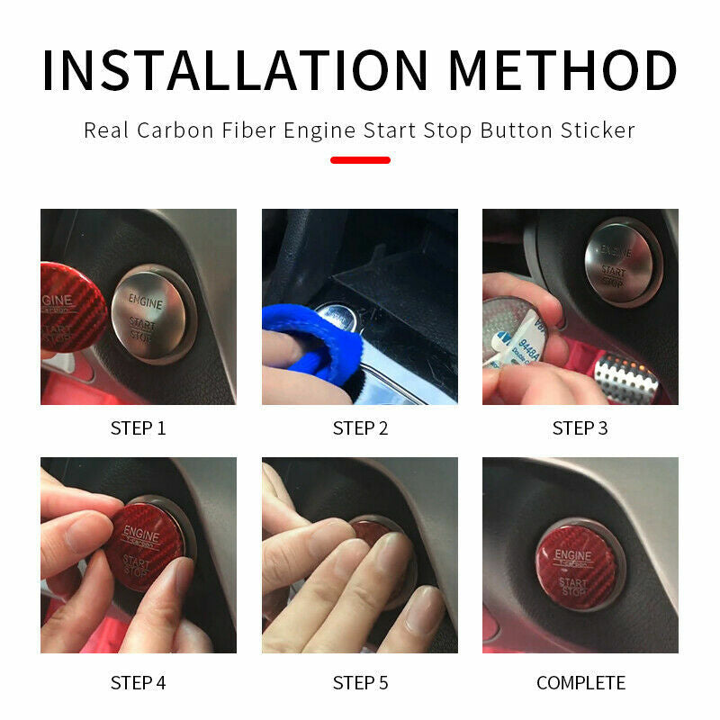Real Carbon Engine Start Stop Button Switch Cover Trim Fit for Cadillac XT4 CT5