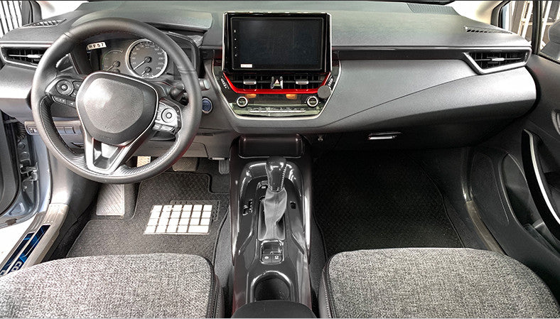 Bright red dashboard center air vent trim for 2019-2023 for Toyota for Corolla cars.