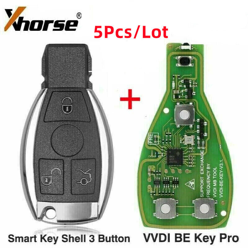 5x XNBZ01GL VVDI BE Key Pro Improved Version +3 Button Key Shell for Benz