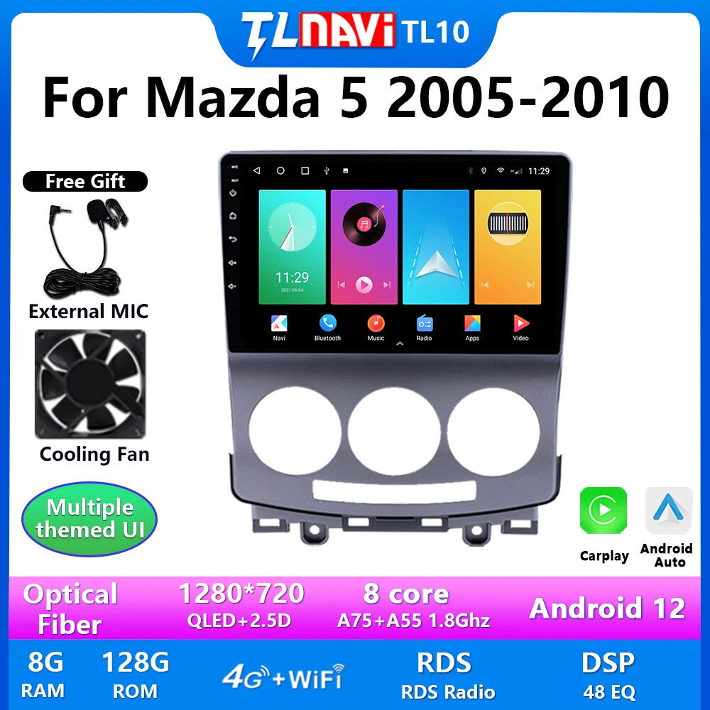 for Mazda 5 2005-2010 Android Auto CarPlay Car Radio GPS Player Head Unit Screen