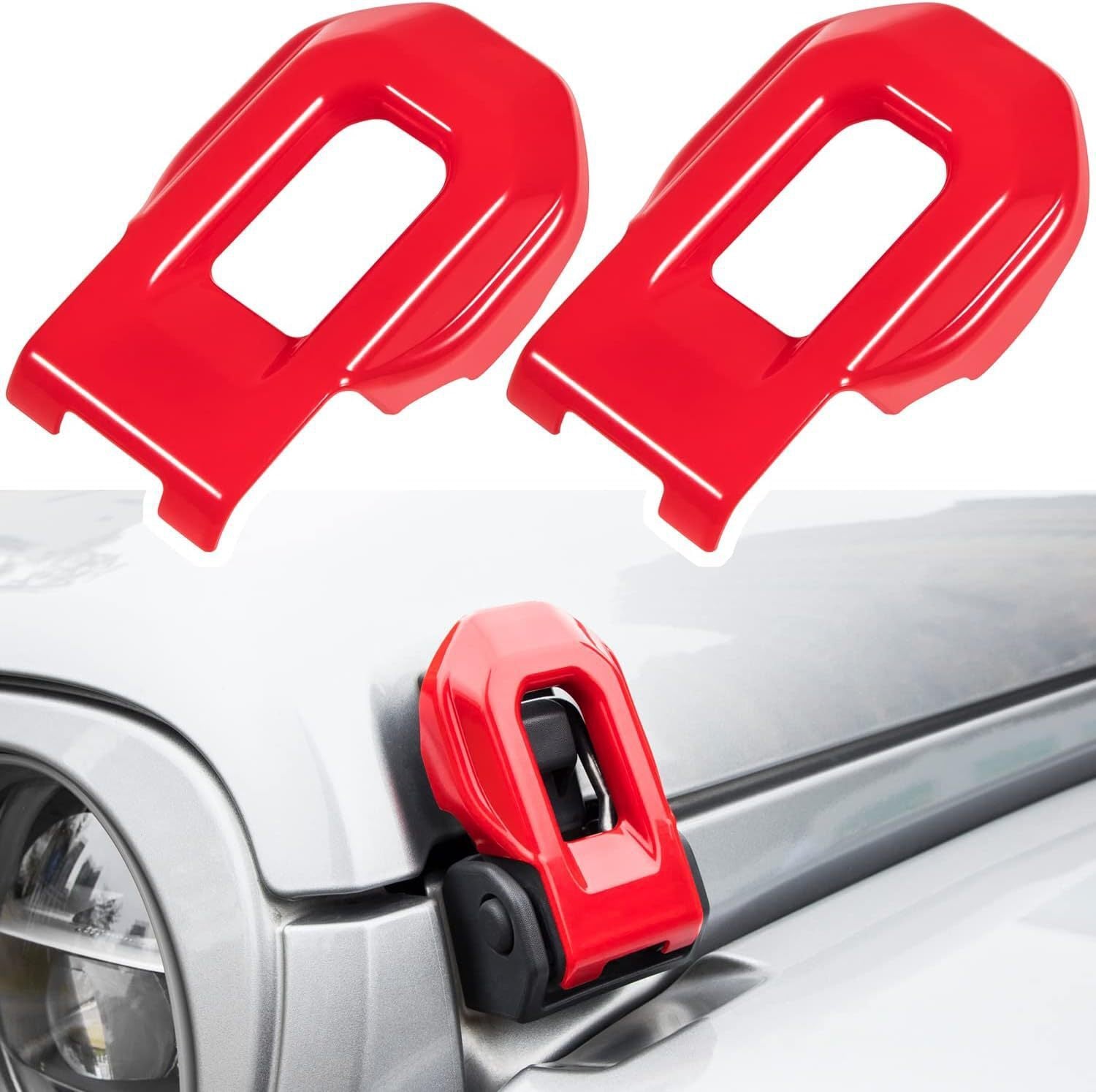 Red Hood Latch Lock Catch Brackets Cover for Jeep for Wrangler JL JLU Gladiator JT