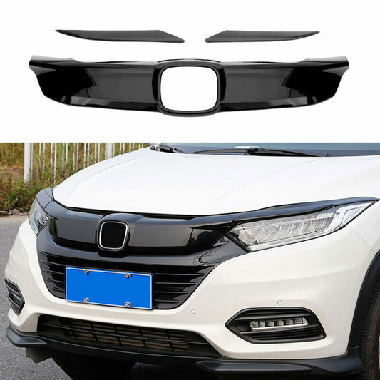 3pcs Glossy Black Front Bumper Center Hood Grill Strips for Honda HR-V 2019-2021