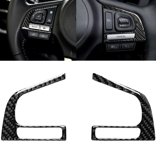 Carbon fiber interior steering wheel button frame trim for Subaru Crosstrek 2016