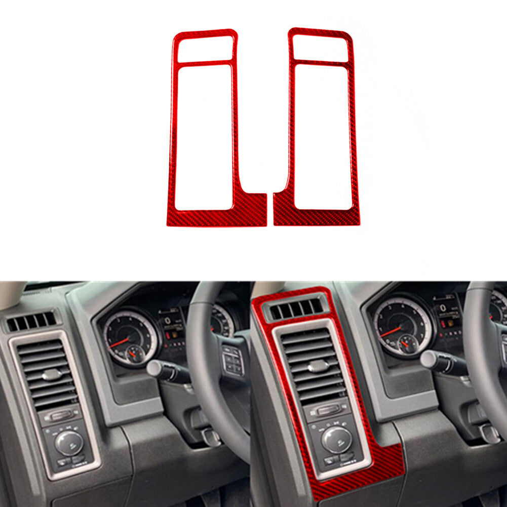 2Pcs Red Carbon Fiber Side AC Air Vent Cover Trim for Dodge for RAM 1500 2009-2012