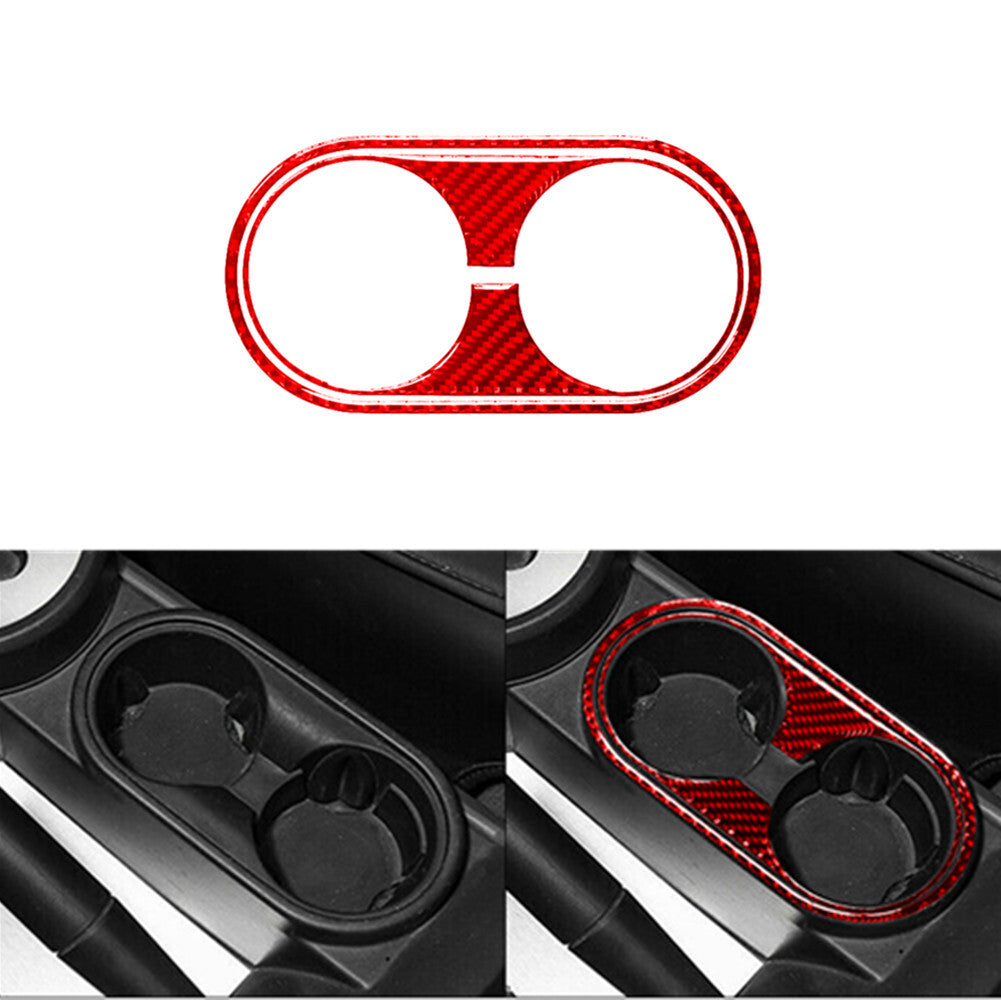 Red Carbon Fiber Center Console Cup Holder Frame Trim for Jeep for Wrangler 2007-10