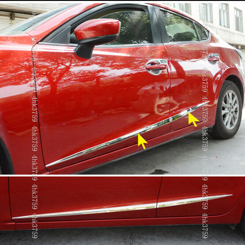 for Mazda 3 Axela Sedan 2014-2018 Chrome Body Side Door Trim Molding Cover Steel