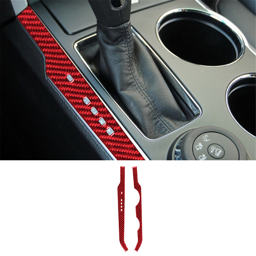 Carbon Fiber Gear Shifter Side Trim Strip Panel for Ford Explorer 2011-2014 Red
