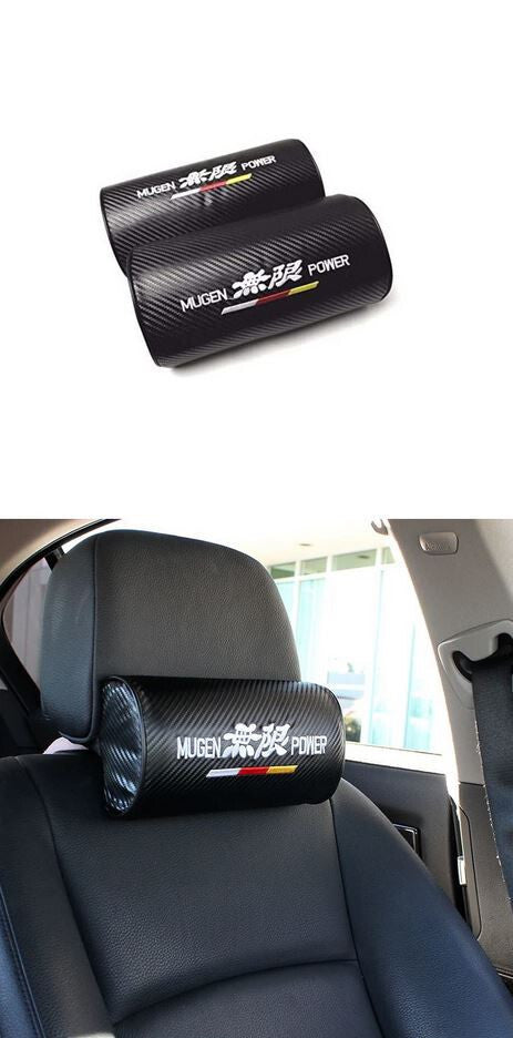 2-piece car for seat neck pillow/headrest cushion, made with Mugen carbon fiber, suitable for Toyota .