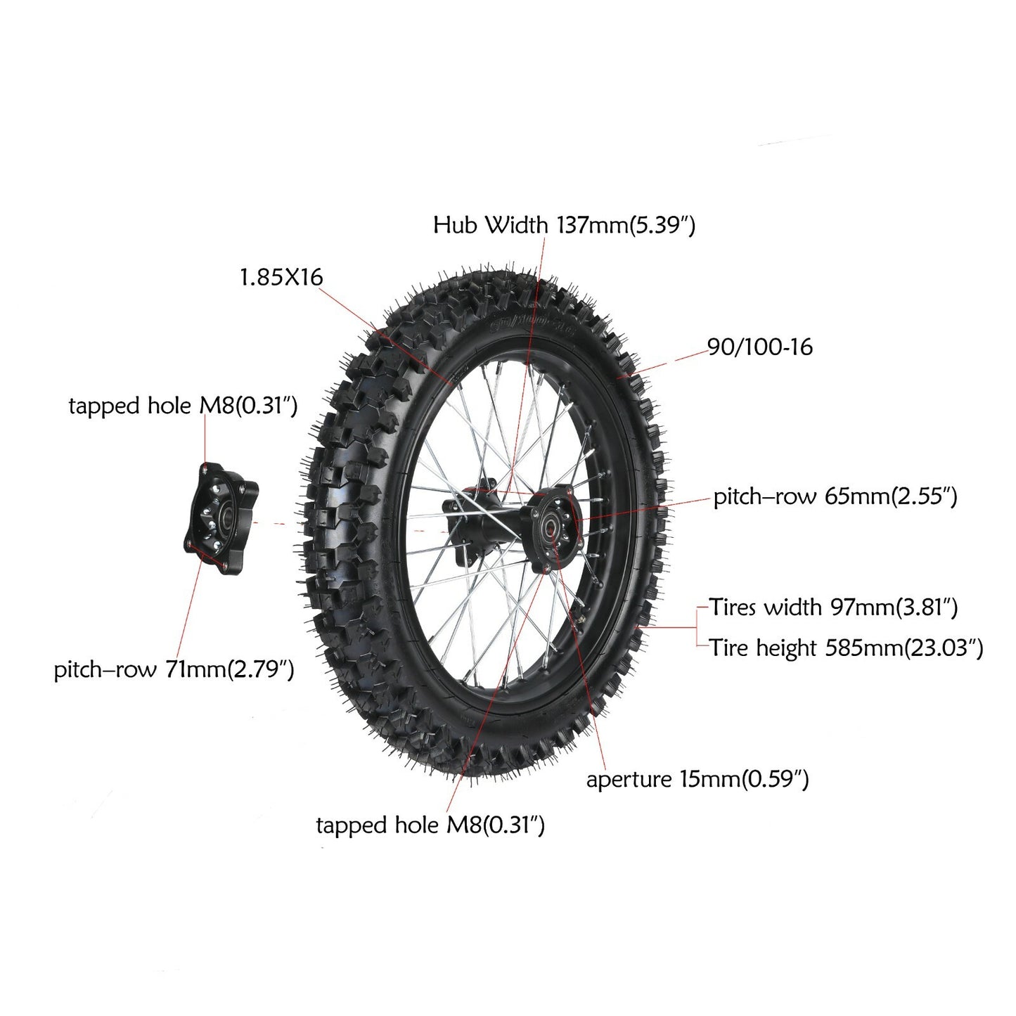 19-inch + 16-inch wheels 70/100-19 90/100-16 tires rims dirt pit bicycle SSR 150cc 140cc 160cc