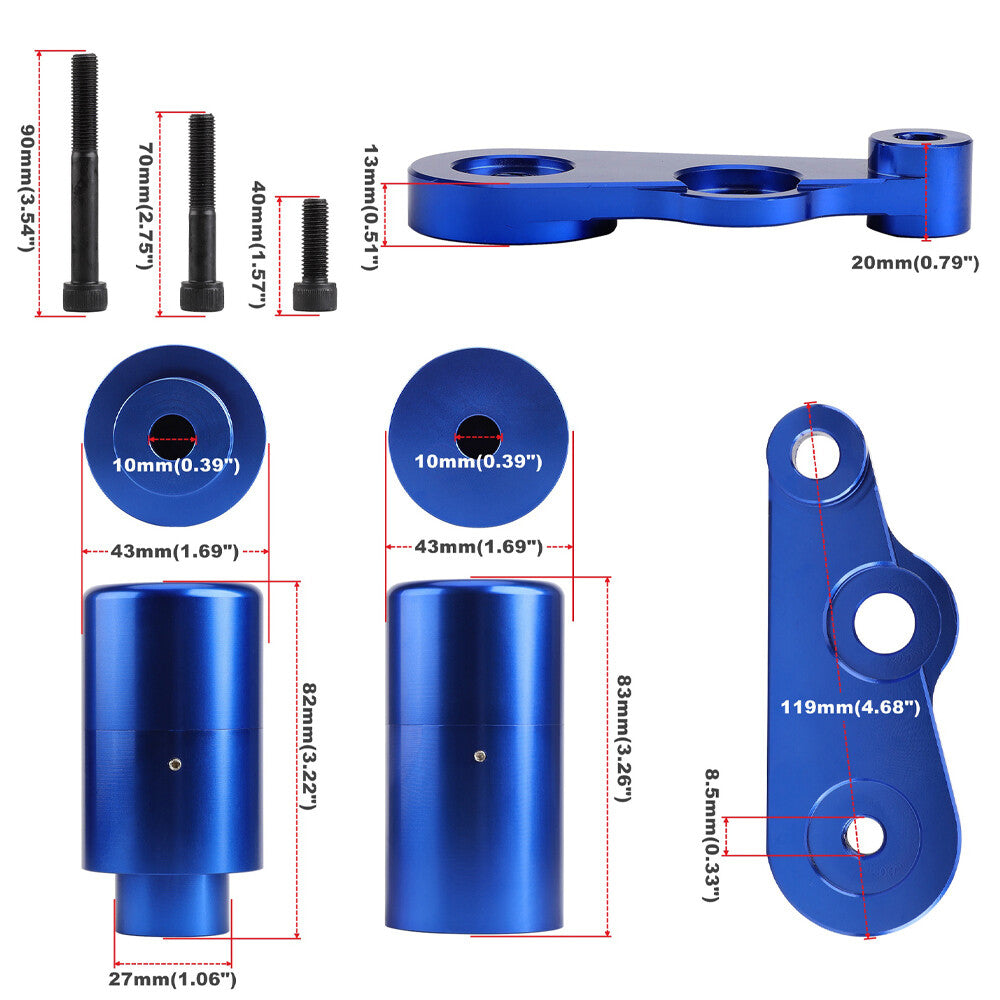 Blue Aluminum NO CUT Frame Sliders Crash Protect for Suzuki 06-09 GSX-R 600 750