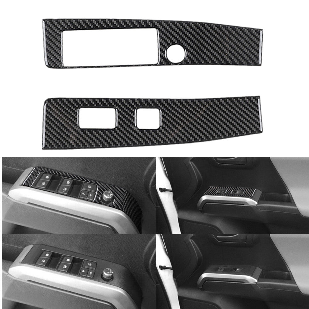 for Toyota Tacoma Carbon Fiber Interior Front Window Control Cover Trim 2016-21