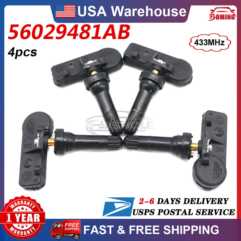 4PCS 56029481AB TPMS Tire Pressure Sensor for Jeep Grand Cherokee 2008-10 433MHz