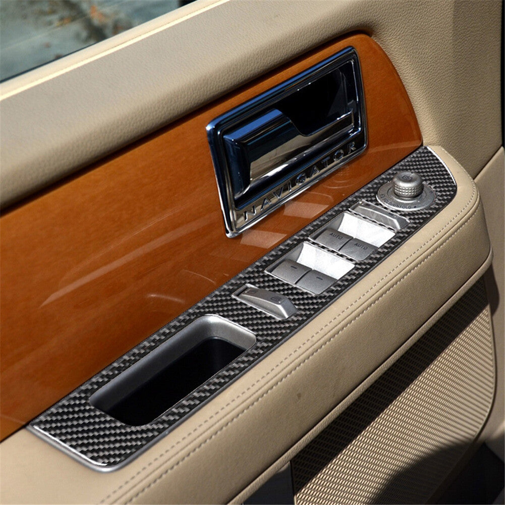 4X Carbon Fiber Interior Window Control Cover Trim for Lincoln for Navigator 2007-14