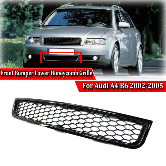 Front bumper lower grille center cap trim cap for 2002-2005 for Audi A4 B6, black.