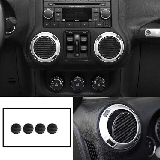 Fit For 2011-2017 for Jeep for Wrangler JK Real Carbon Fiber AC Outlet Vent Cover 4PCS
