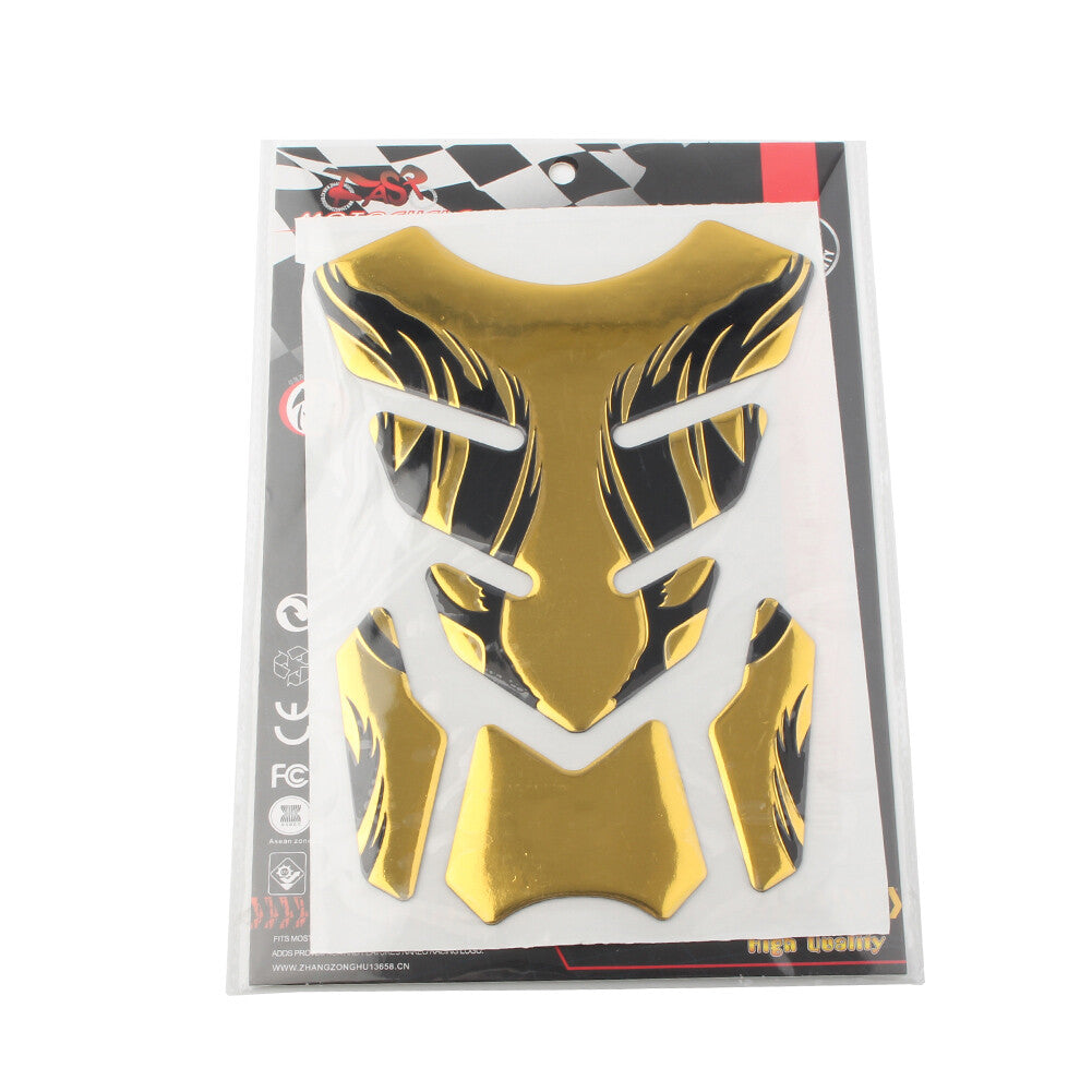 Motorcycle Gold Tank Pad Gel Oil Gas Fuel Tank Protector Fishbone Decal Sticker