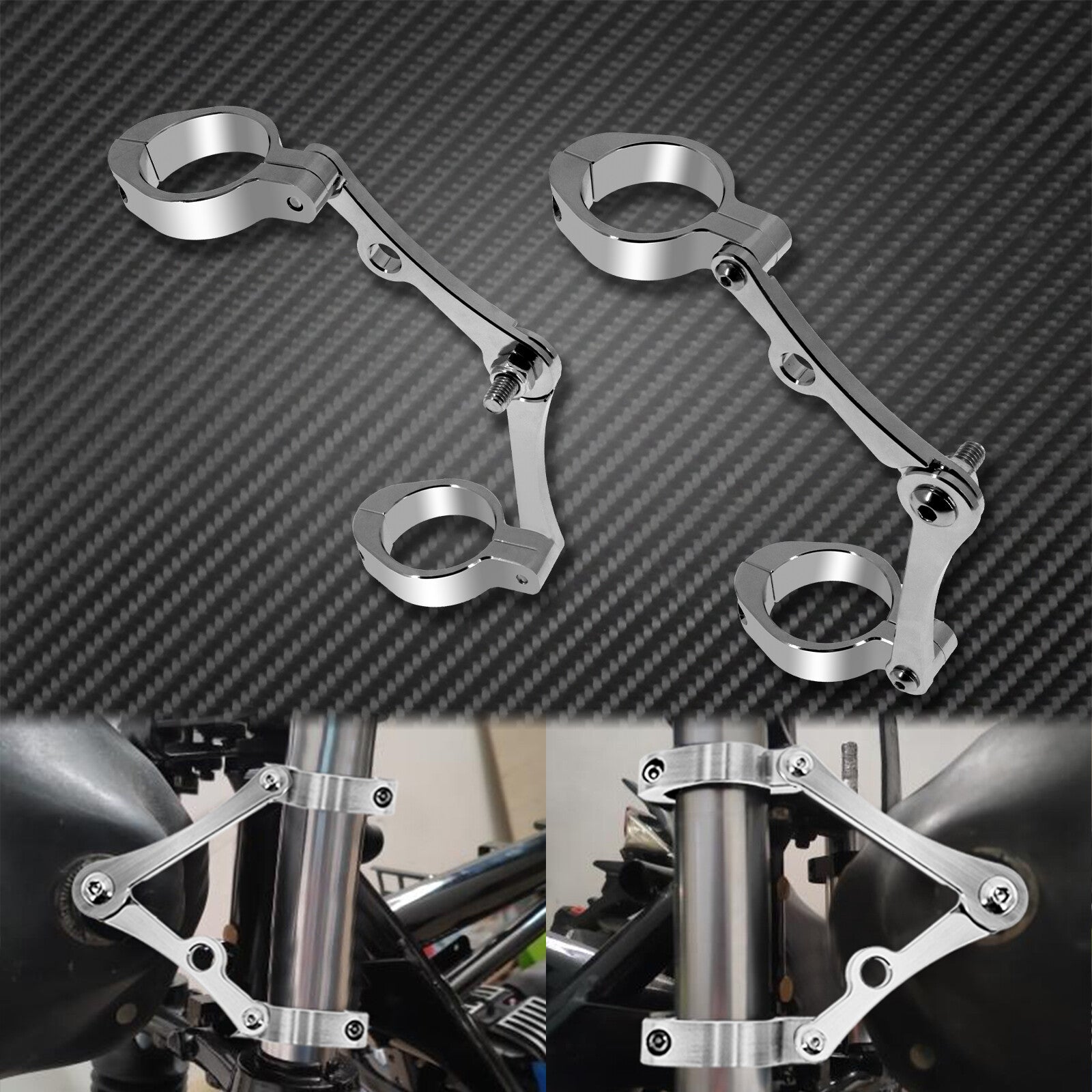 Chrome Motorcycle Universal 39mm-41mm Headlight Mount Bracket Fork Lamp Holder