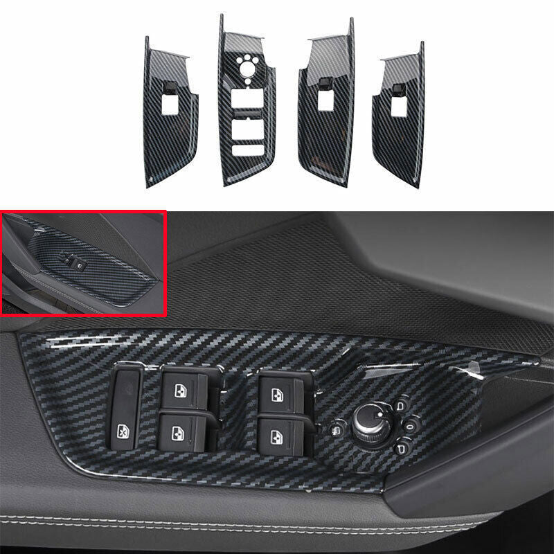Fit for Audi A3 22-23 ABS Carbon Fiber Glass Window Lifting Panel Decor Trim 4P