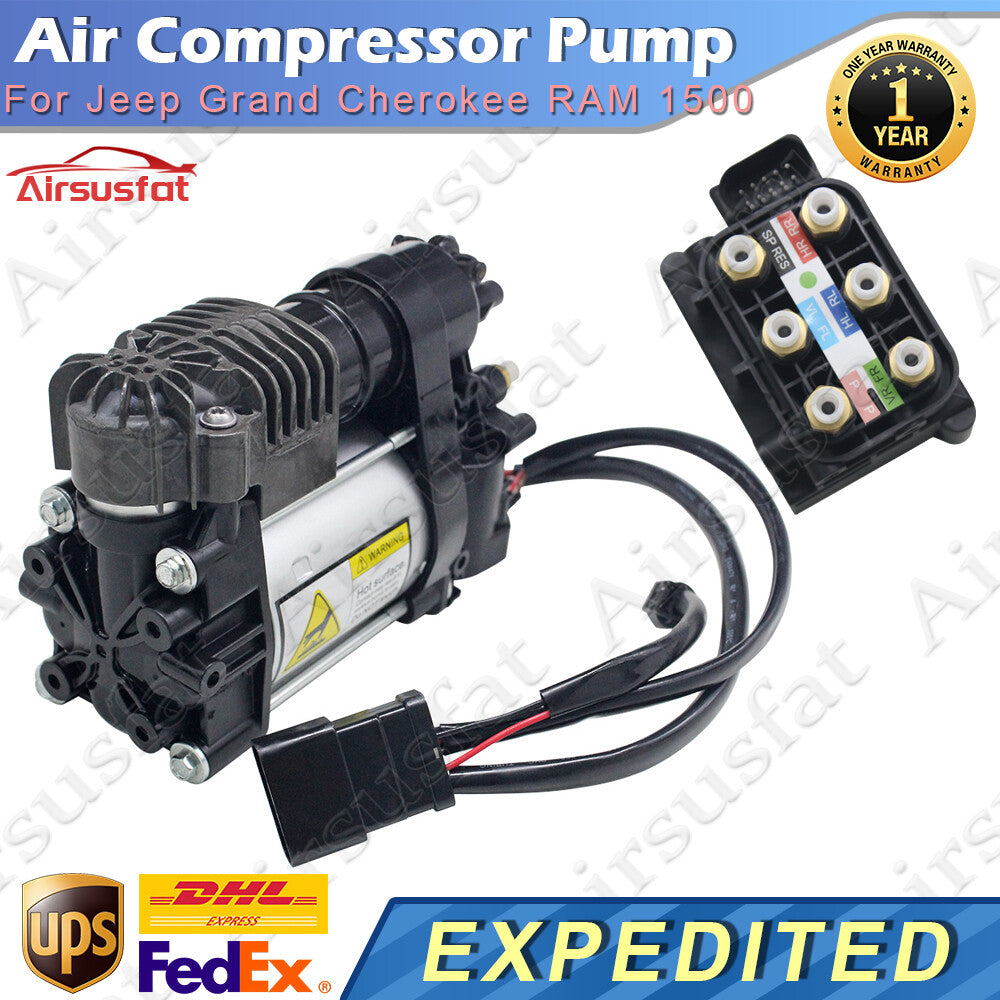 Air Suspension Compressor with Valve Block Fit for Jeep Grand Cherokee WK2 for RAM 1500
