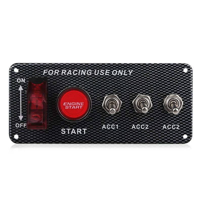 5in1 Car Ignition Button Panel Engine Start Push Button LED Toggle Carbon Panel