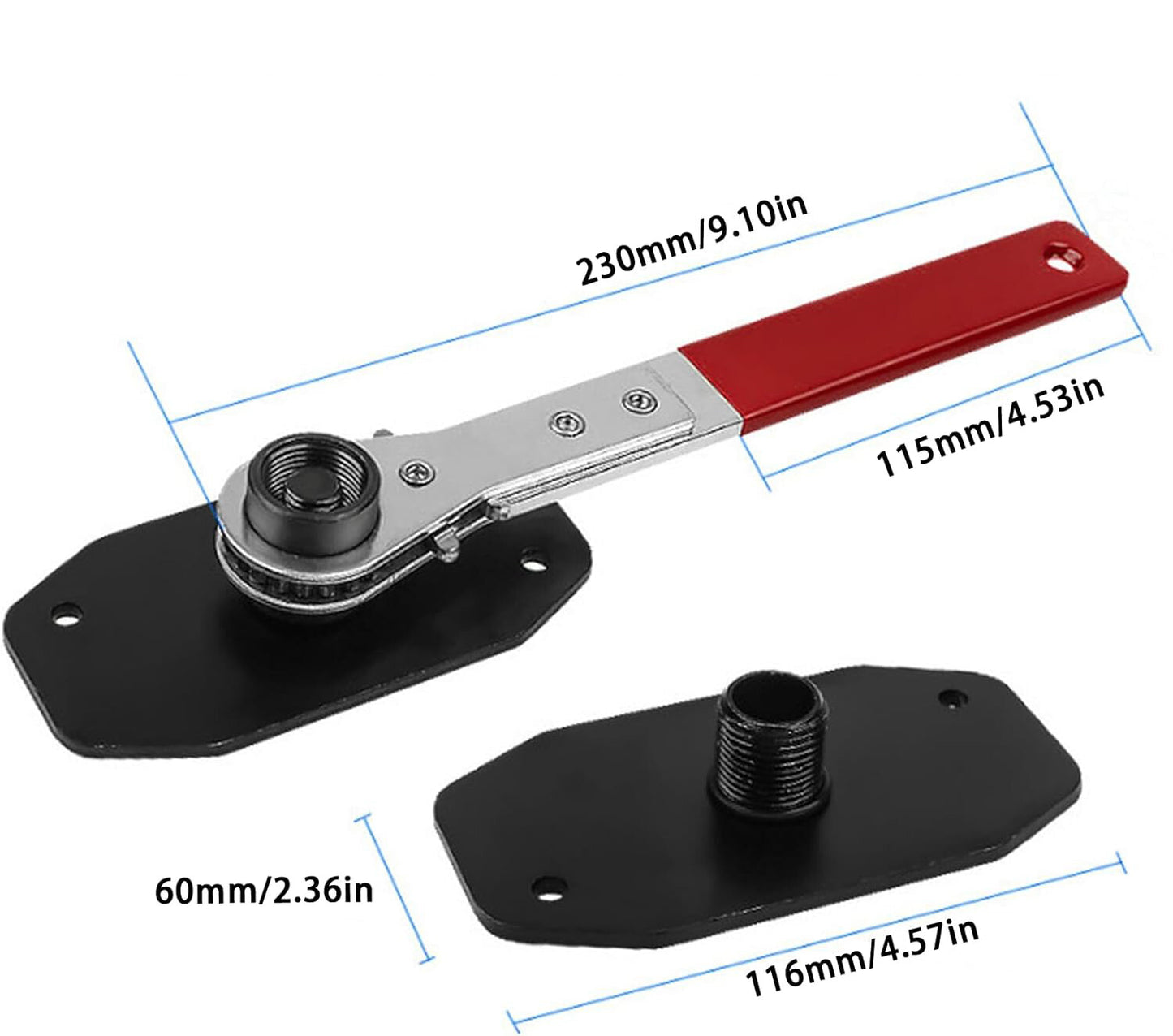 Car Ratchet Brake Piston Wrench W/Hook Caliper Pad Install Tool Press RedYellow