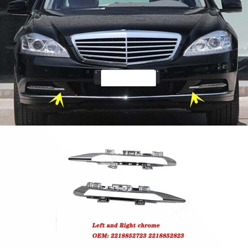 2PC Front Fog Lamp Light Chrome Molding Trim for Mercedes W221 S-Class 2010-2013