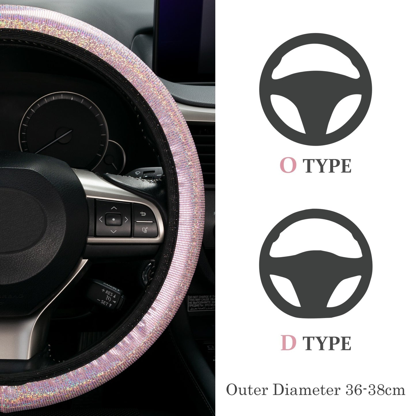 Universal 38 cm Car Steering Wheel Cover Crystal Bling Diamond Sparkled Fashion