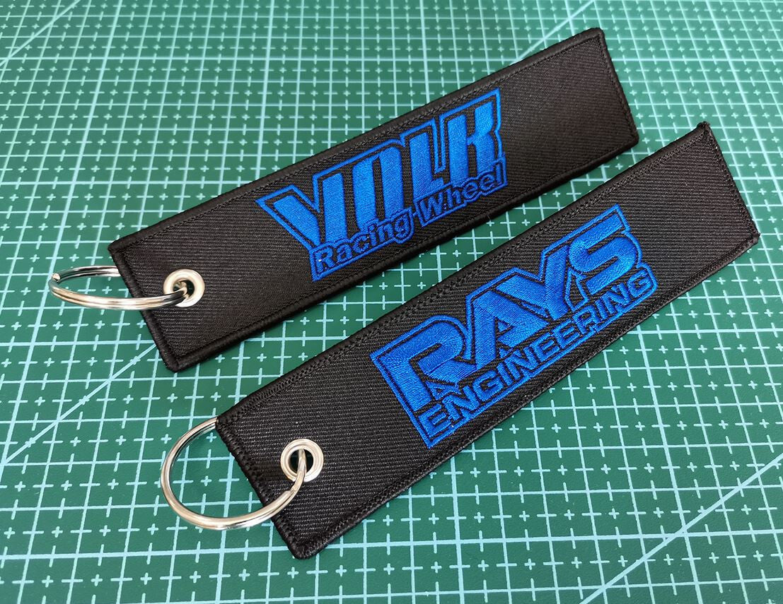 Car keychain/key ring embroidered nylon car accessories, black, suitable for Nissan .