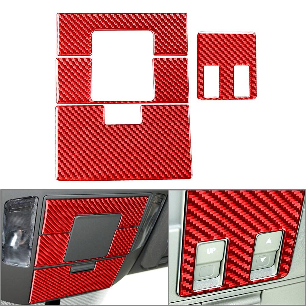 4¢ª Leselicht-Abdeckungs-Verkleidung f¨¹r for Toyota Tundra 2014-2021 Kohlefaser-Rot