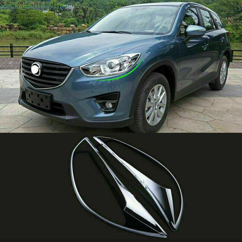 for Mazda CX-5 2012-16 ABS Chrome Front Headlight Lamp Molding Frame Trim Cover