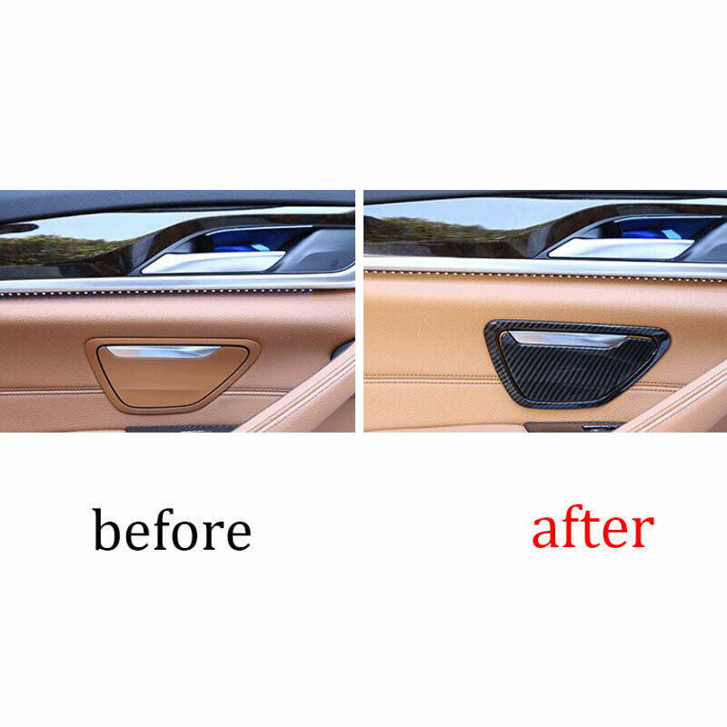 4P Carbon Fiber Look Rear Cigarette Lighter Frame Trim for BMW 5 Series 2018-22