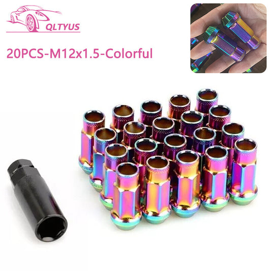 20PCS Steel 48mm M12x1.5 Lug Nuts Open End Wheel Nuts Bolts W/ Socket Key
