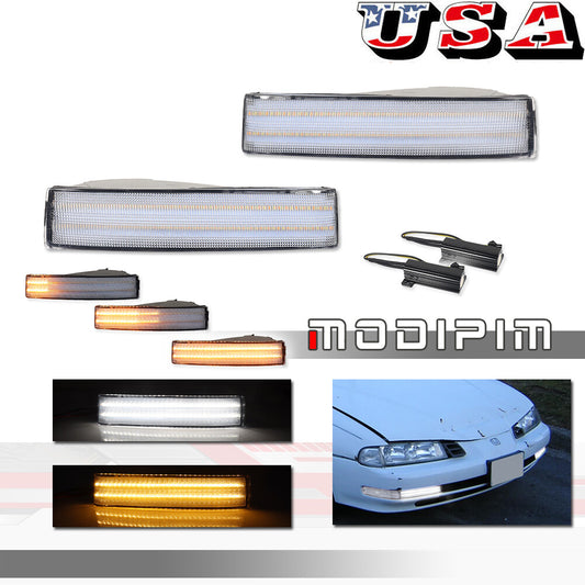 2-Piece Transparent Switch LED Signal Light Set (Left + Right) for Honda Prelude 1992-1996