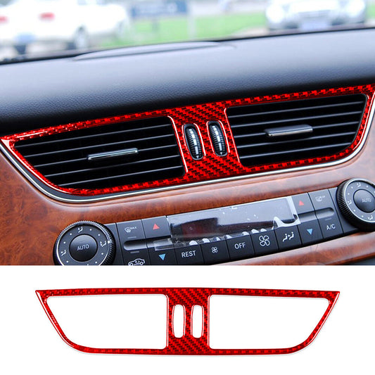 Red Carbon Fiber Center Air Vent Outlet Trim Fit for Benz CLS Class C219 2004-09
