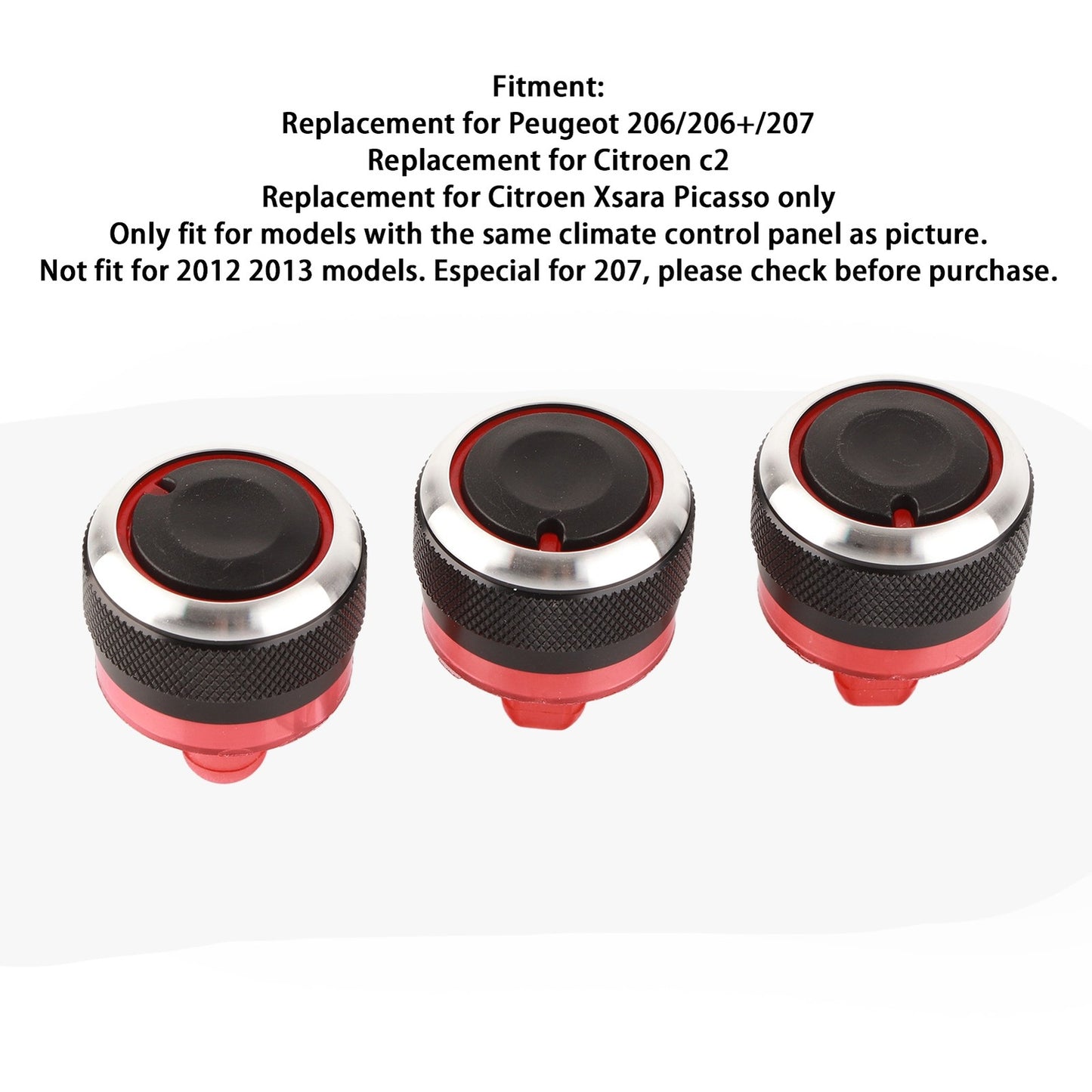 AC Switch Knob 3pcs Car Air Conditioner AC Fan Control Switch Knob Heater