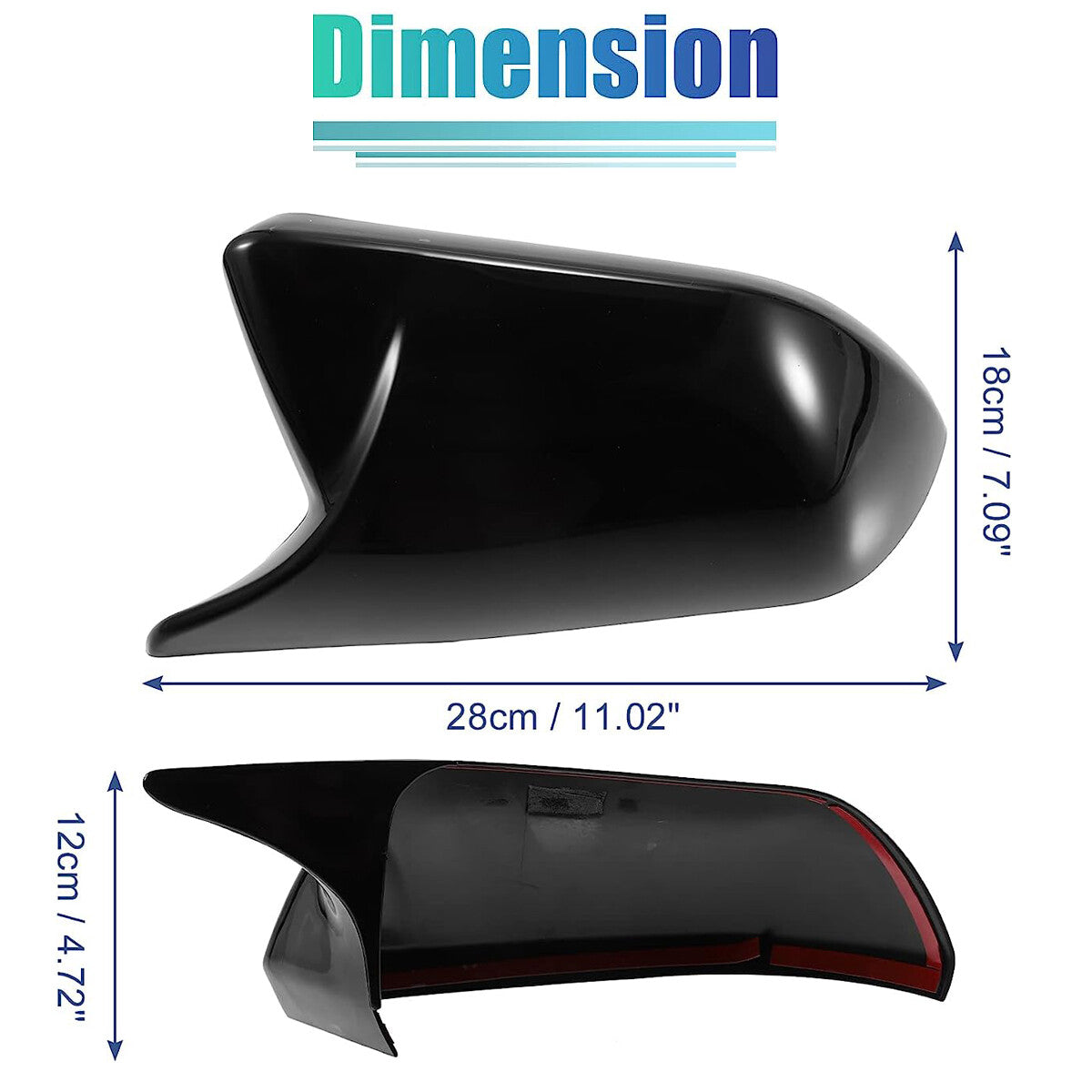 2-Piece Side Mirror Cover Wings for Ford for Mustang 2015-2022 Horn Gloss Black