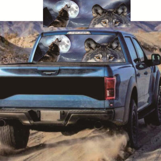 1 Wolf Moon SUV Rear Window Sticker Perforated Window Graphic Sticker 135x36 cm