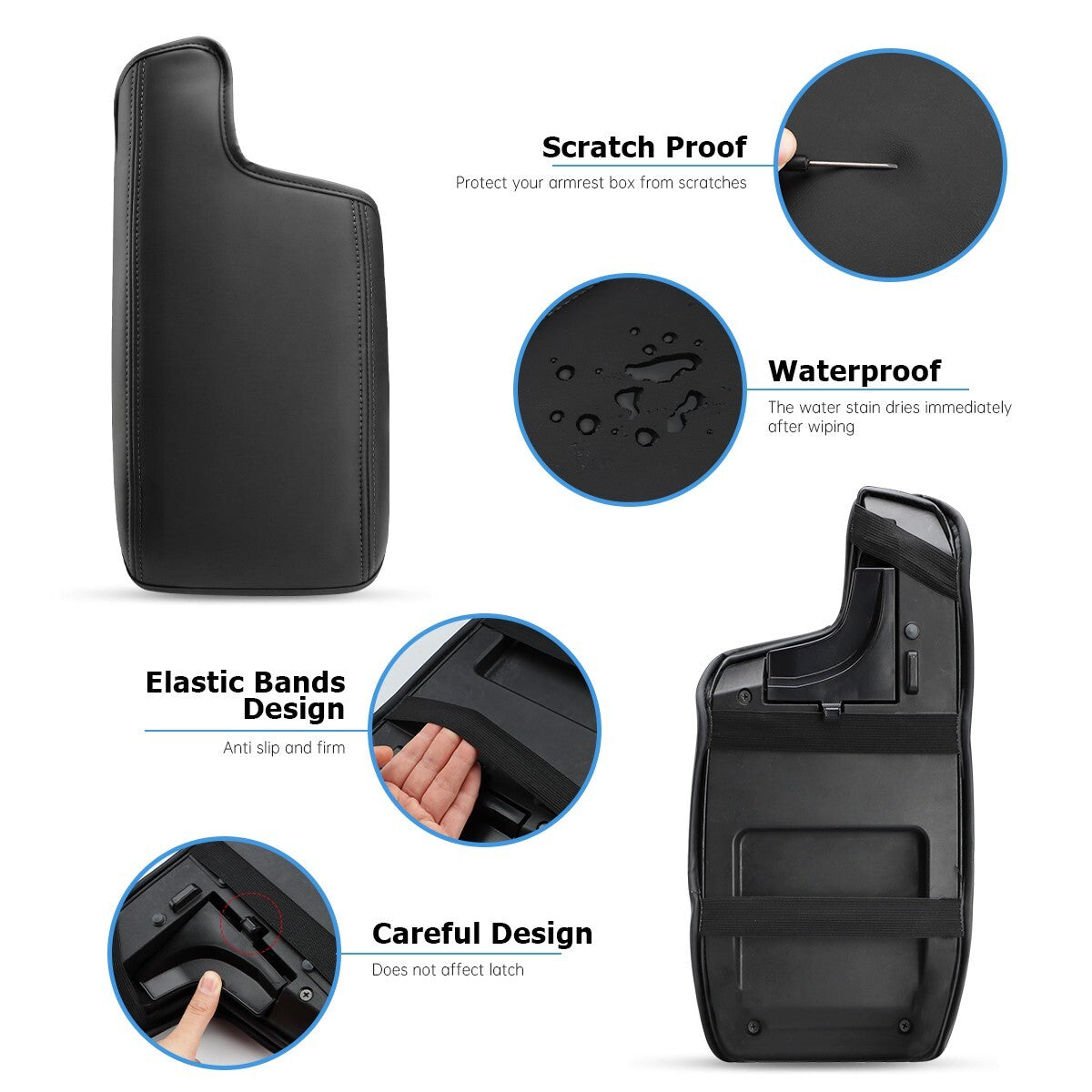 Center console cover and armrest protector for Subaru Crosstrek Impreza 2017-2023, Black.