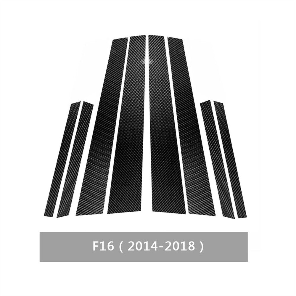 8Pcs Carbon Fiber Door Window Pillar Posts Panel Trim Kit for BMW X6 F16 2014-18