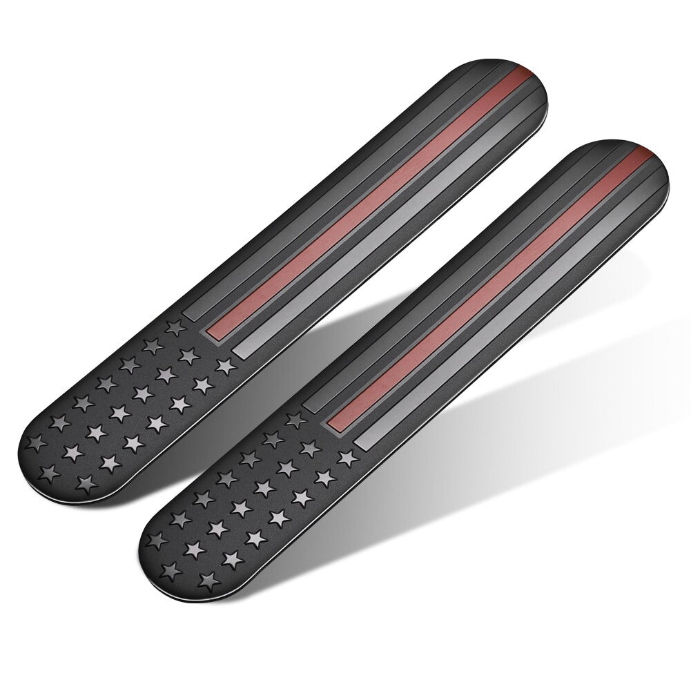 2PCS 3D Metal Flag Sticker American Car Truck Decal Emblem Black+Red Sticker