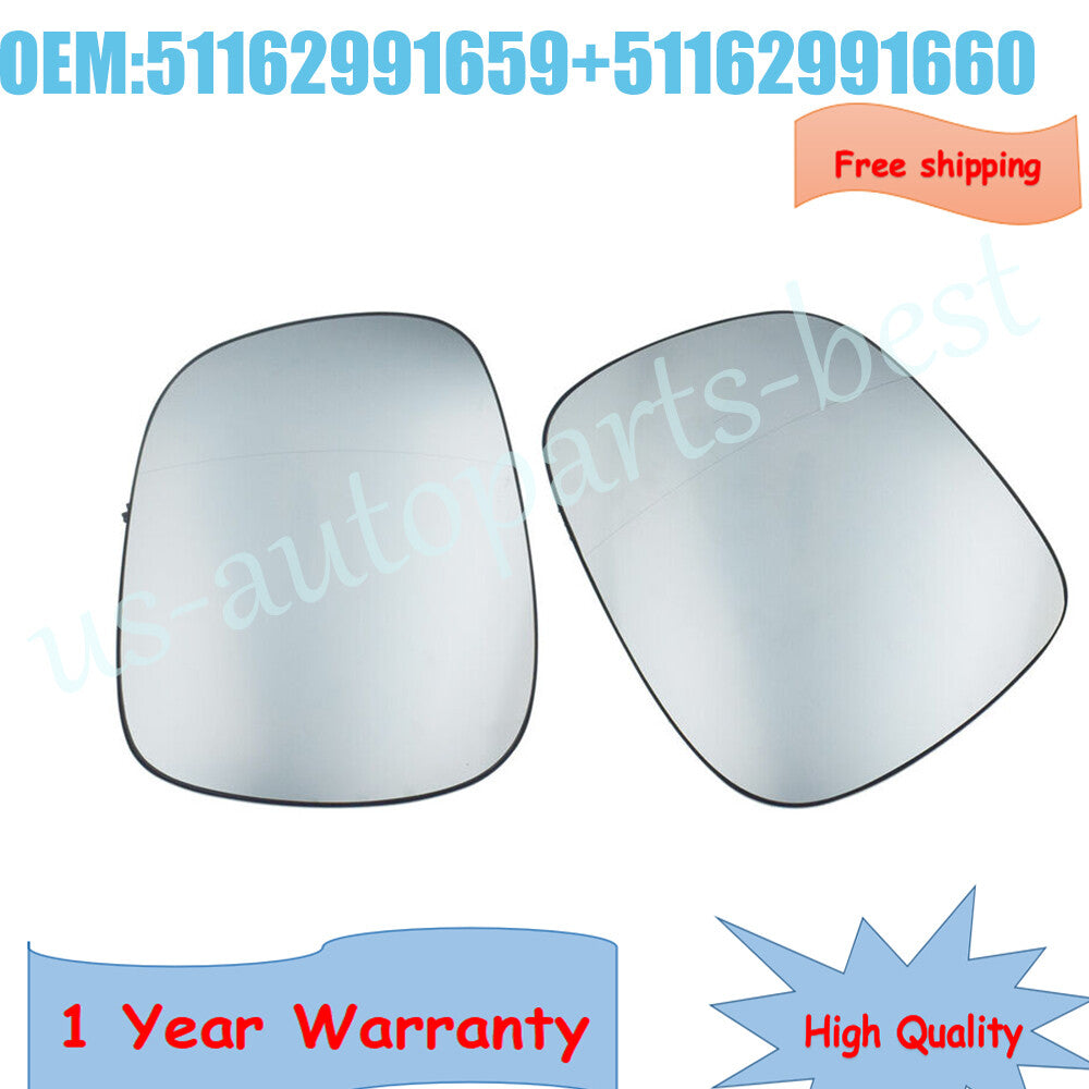 1 Pair LR Mirror Glass Heated for BMW X3 2010-2014 51162991659 51162991660