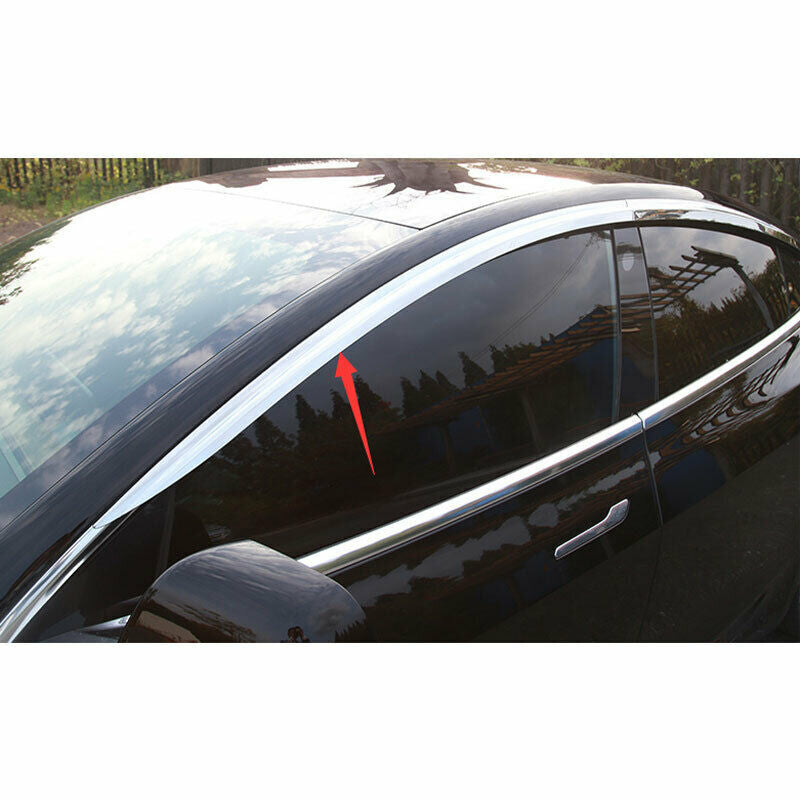 Chrome Window Vent Visor Sun Rain Guard Wind Deflector for Tesla Model 3 2017-23